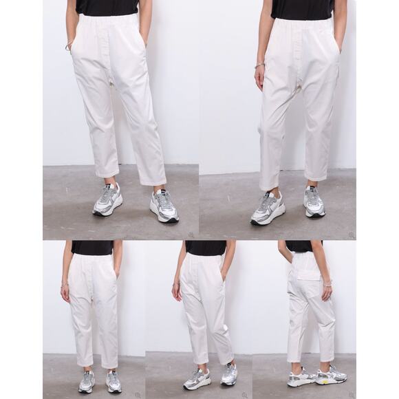 NEW! Nili Lotan S Slouchy Casablanca Pants Elastic Waist Crop Eggshell White 4 6 - Picture 11 of 12